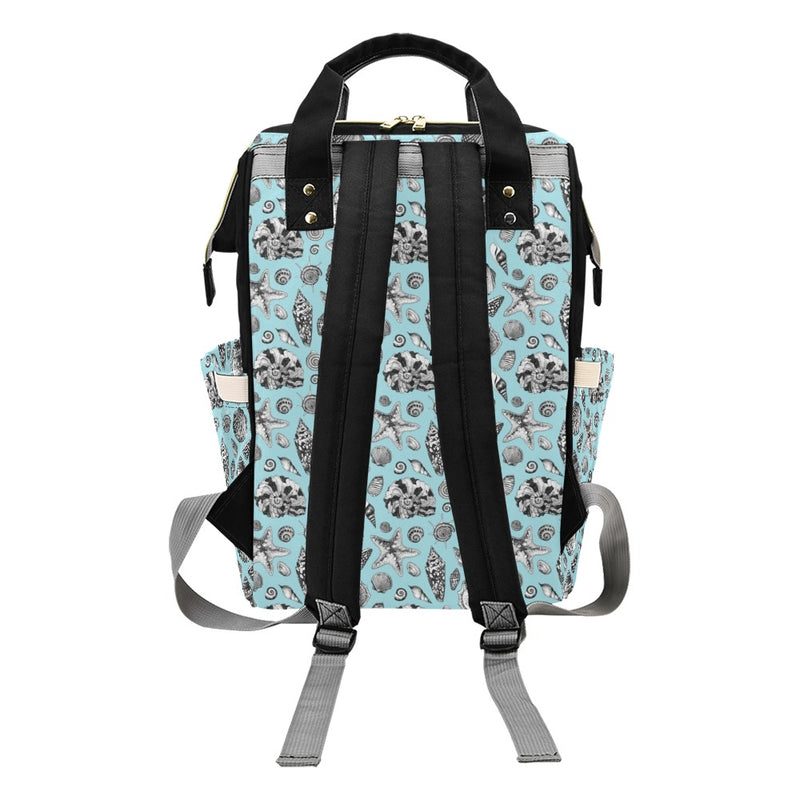 Seashell Beach Print Design LKS302 Diaper Bag Backpack