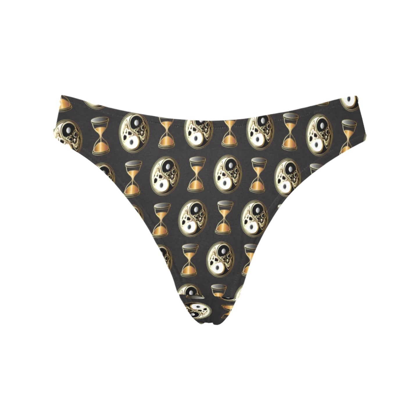 Yin Yang Skull Themed Design Print Women's Thongs