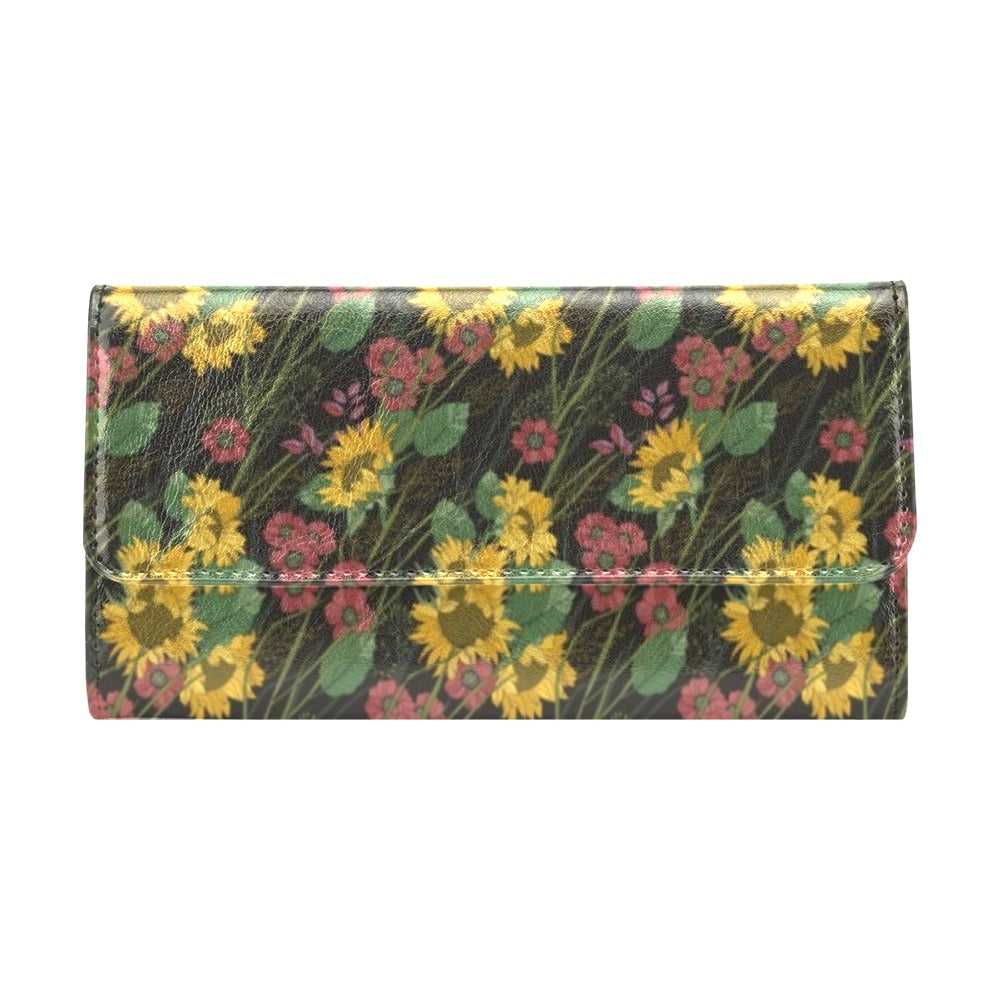 Sunflower Print Design LKS303 Women's Trifold Wallet