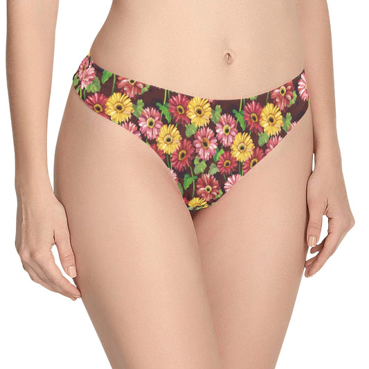 Daisy Gerbera Print Pattern Women's Thongs