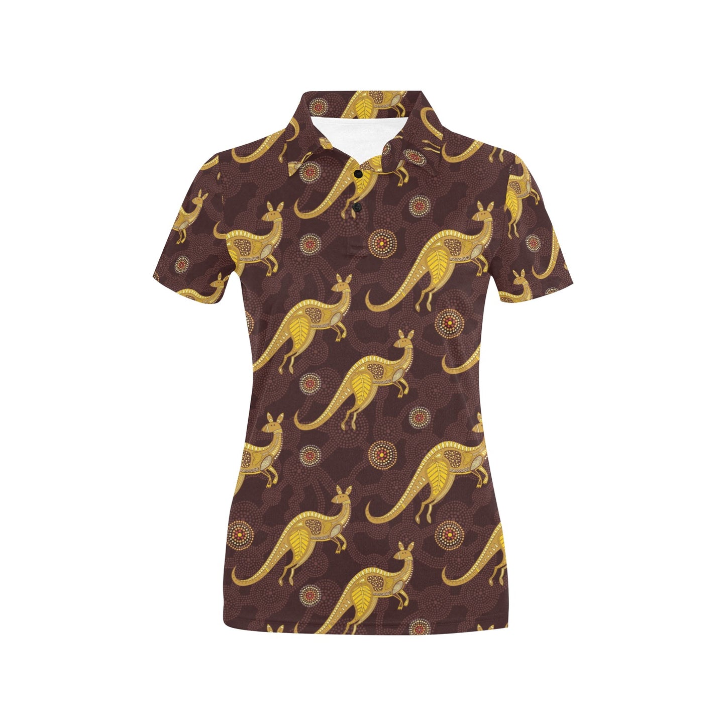 Kangaroos Aboriginal Pattern Print Design 08 Women's Polo Shirt