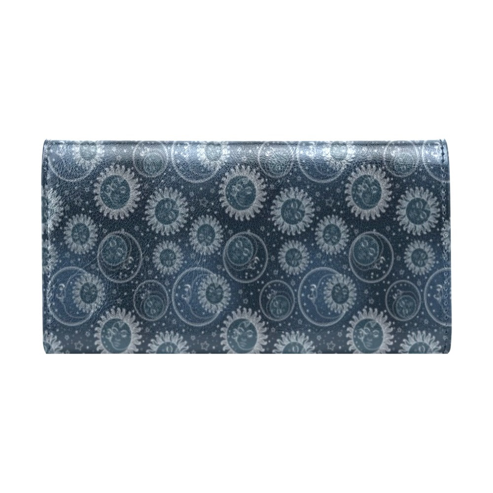 Sun Moon Tattoo Design Themed Print Women's Trifold Wallet