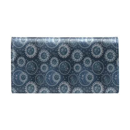 Sun Moon Tattoo Design Themed Print Women's Trifold Wallet