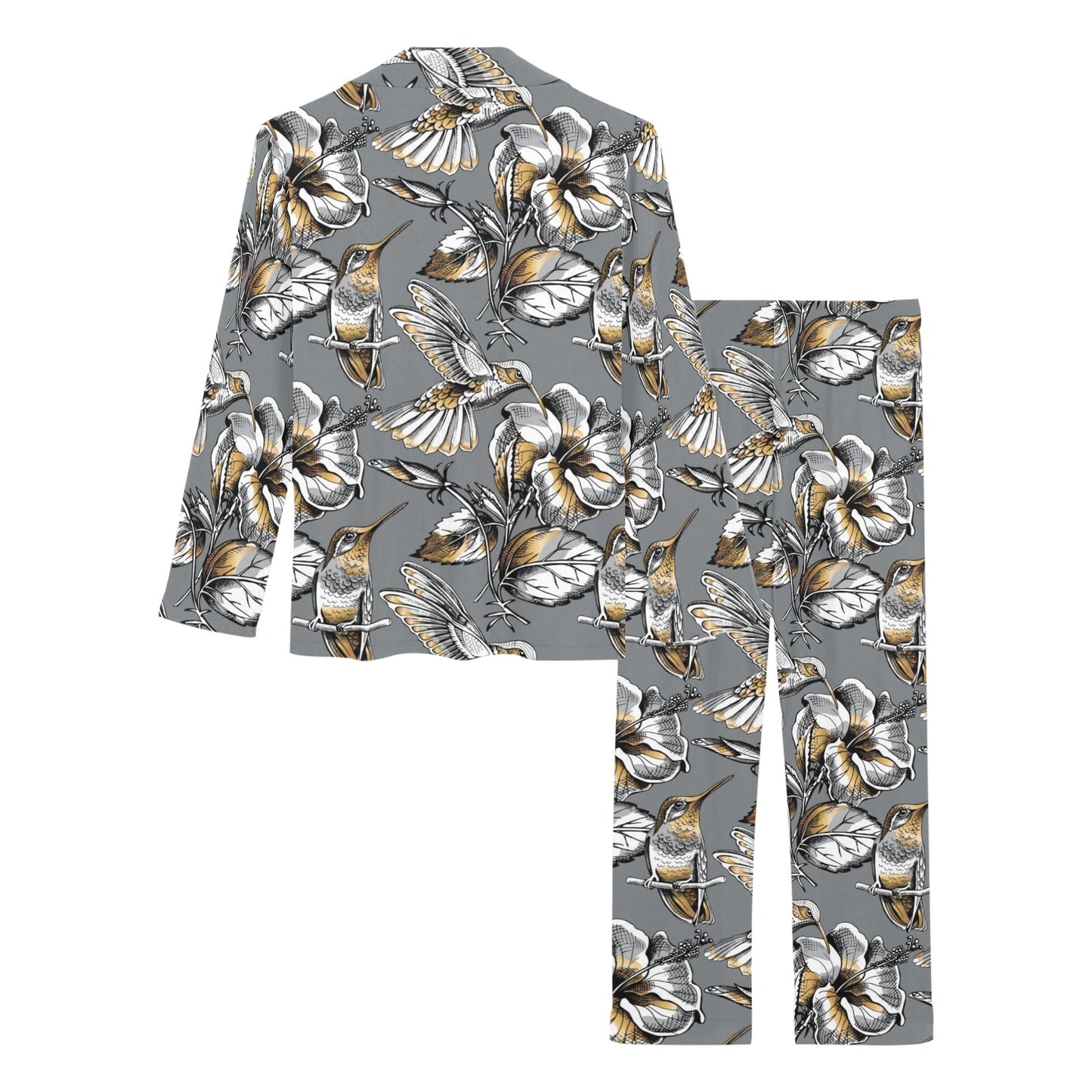 Hummingbird Pattern Print Design 02 Women's Long Pajama Set
