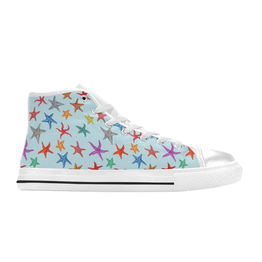 Starfish Print Design LKS402 Men's High Top Canvas Shoes