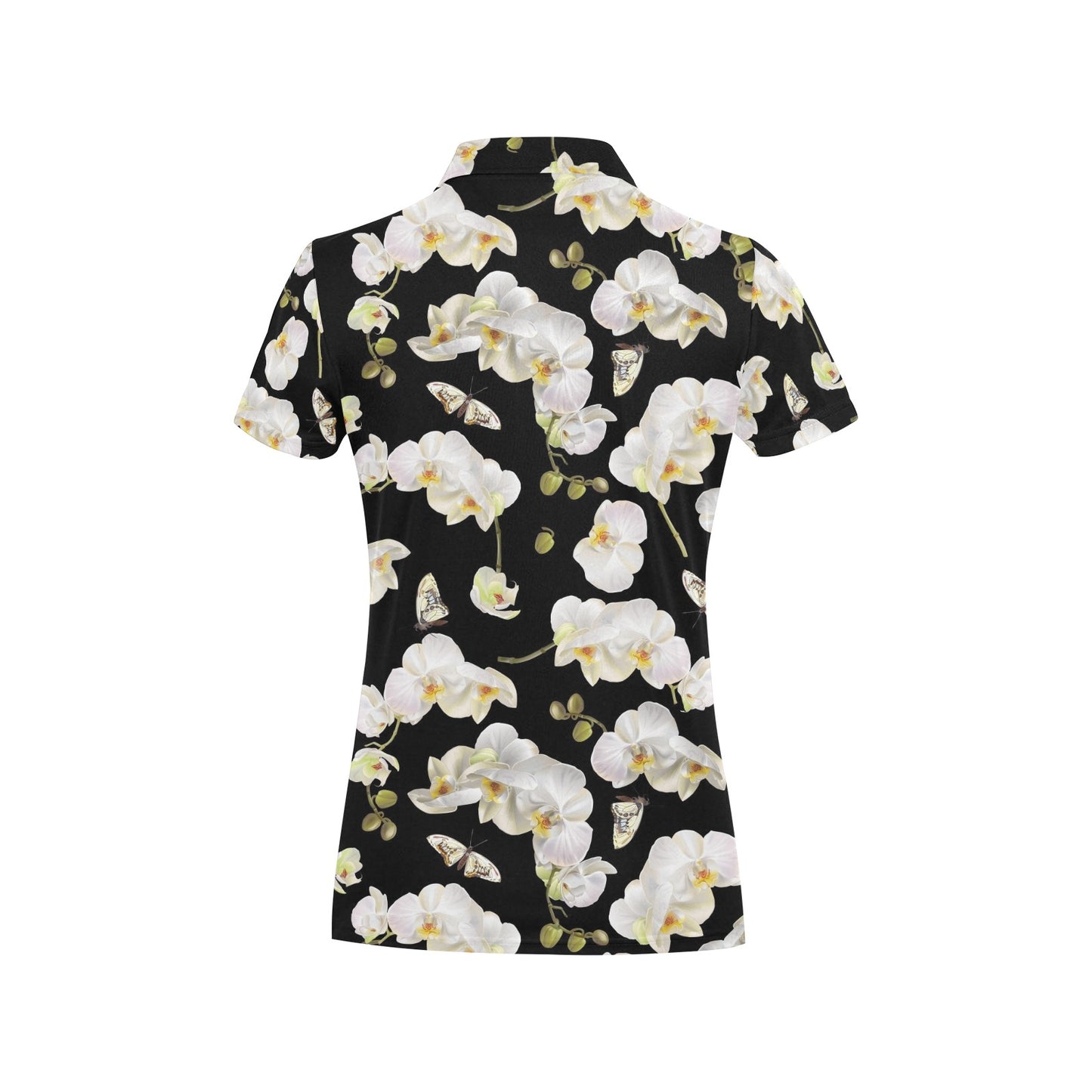 Orchid White Pattern Print Design OR011 Women's Polo Shirt