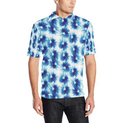 Tie Dye Blue Print Design LKS305 Men Polo Shirt