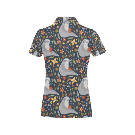 Sloth Print Design LKS303 Women's Polo Shirt