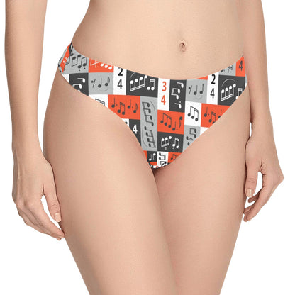 Music Note Design Themed Print Women's Thongs