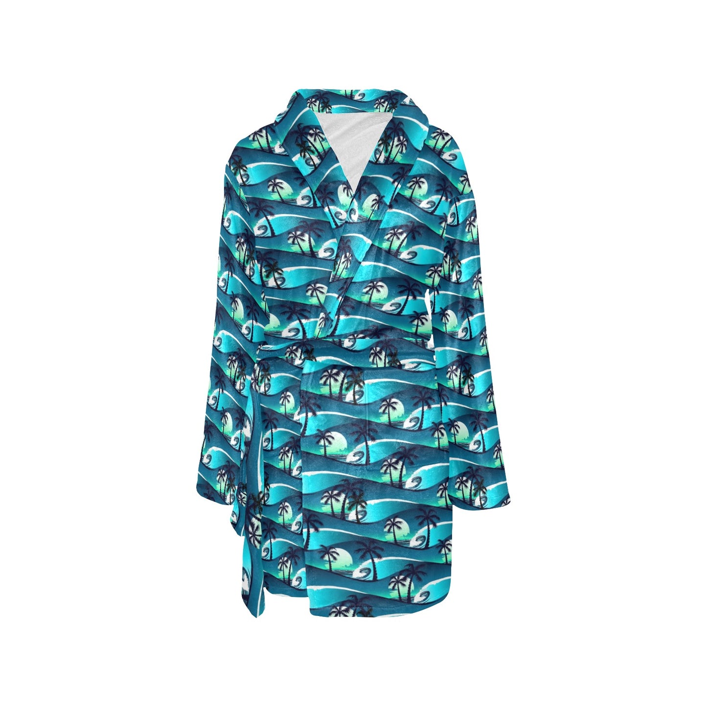 Beach Wave Design Print Women's Fleece Robe