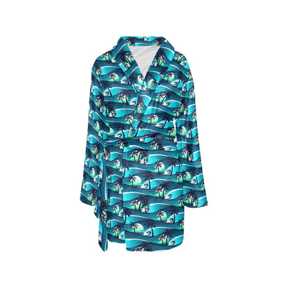 Beach Wave Design Print Women's Fleece Robe