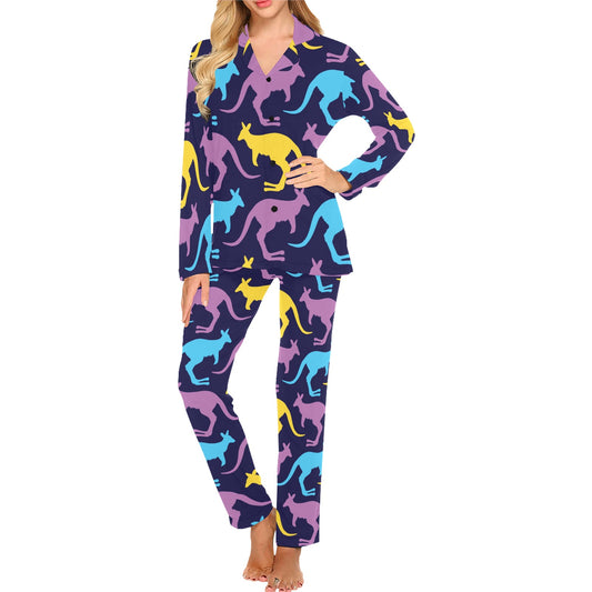 Kangaroos Pattern Print Design 02 Women's Long Pajama Set