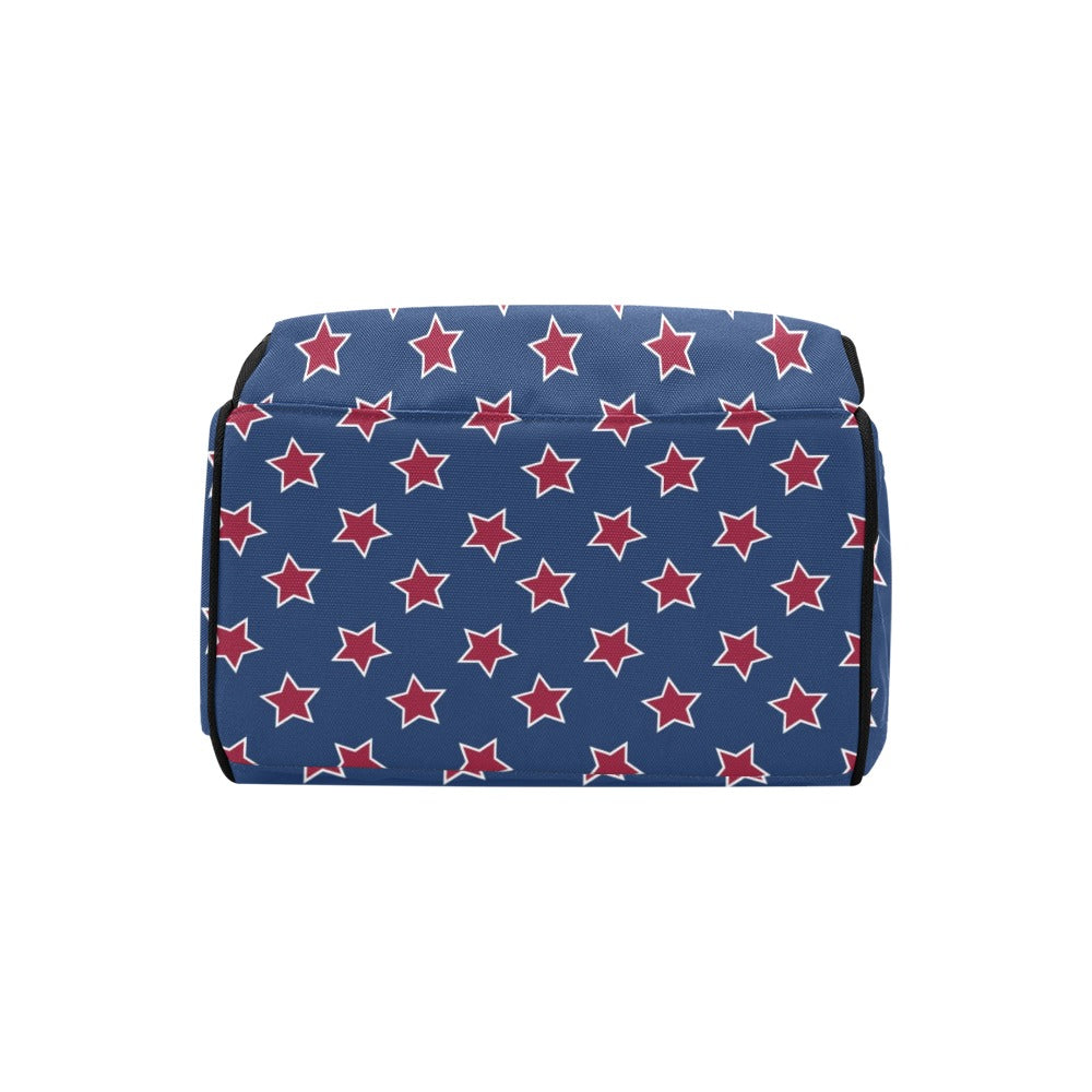 Star Red Blue Print Design LKS301 Diaper Bag Backpack