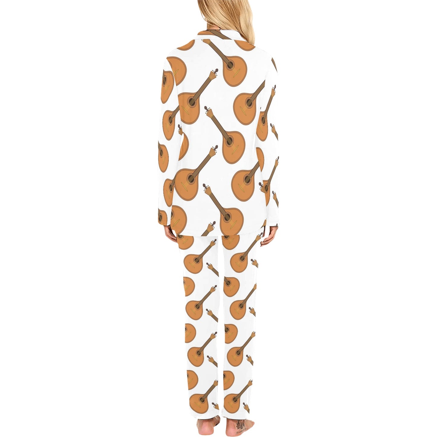 Mandolin Pattern Print Design 01 Women's Long Pajama Set