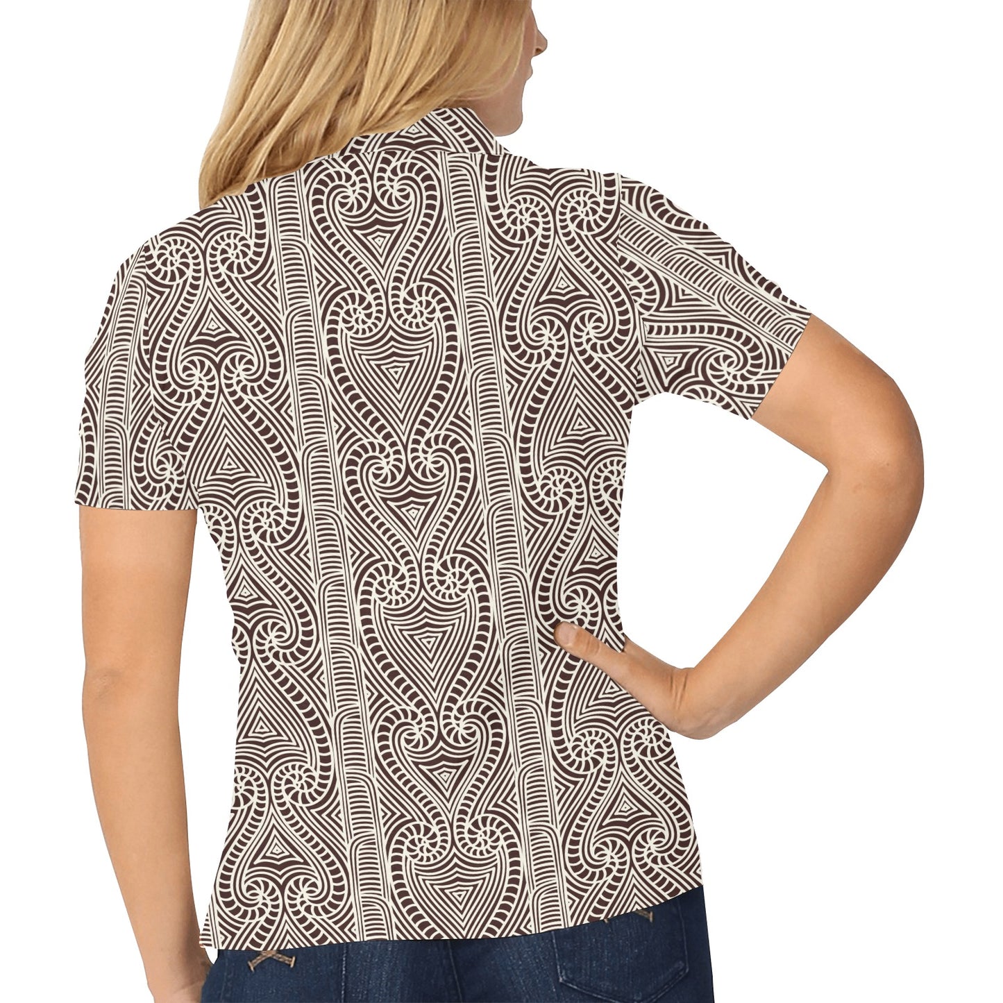 Maori Pattern Print Design 04 Women's Polo Shirt