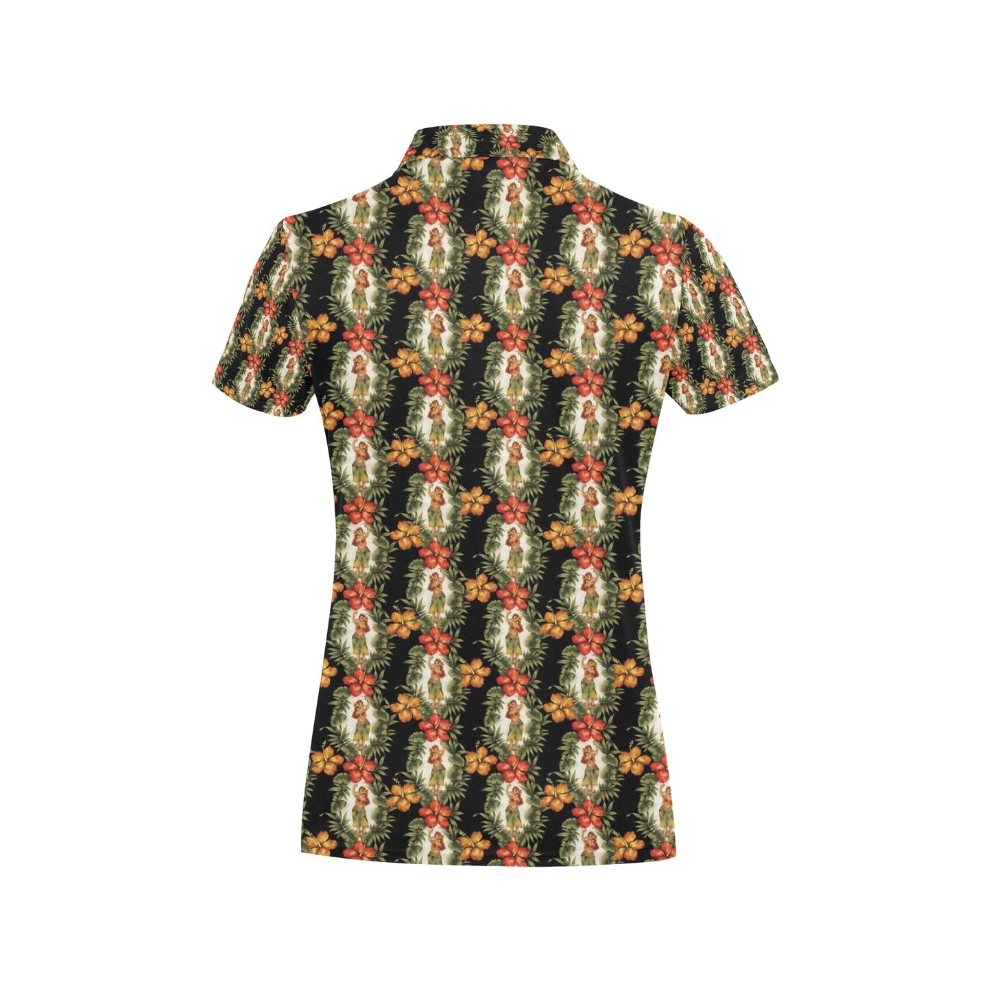 Hawaiian Flower Hula Hibiscus Print Women's Polo Shirt