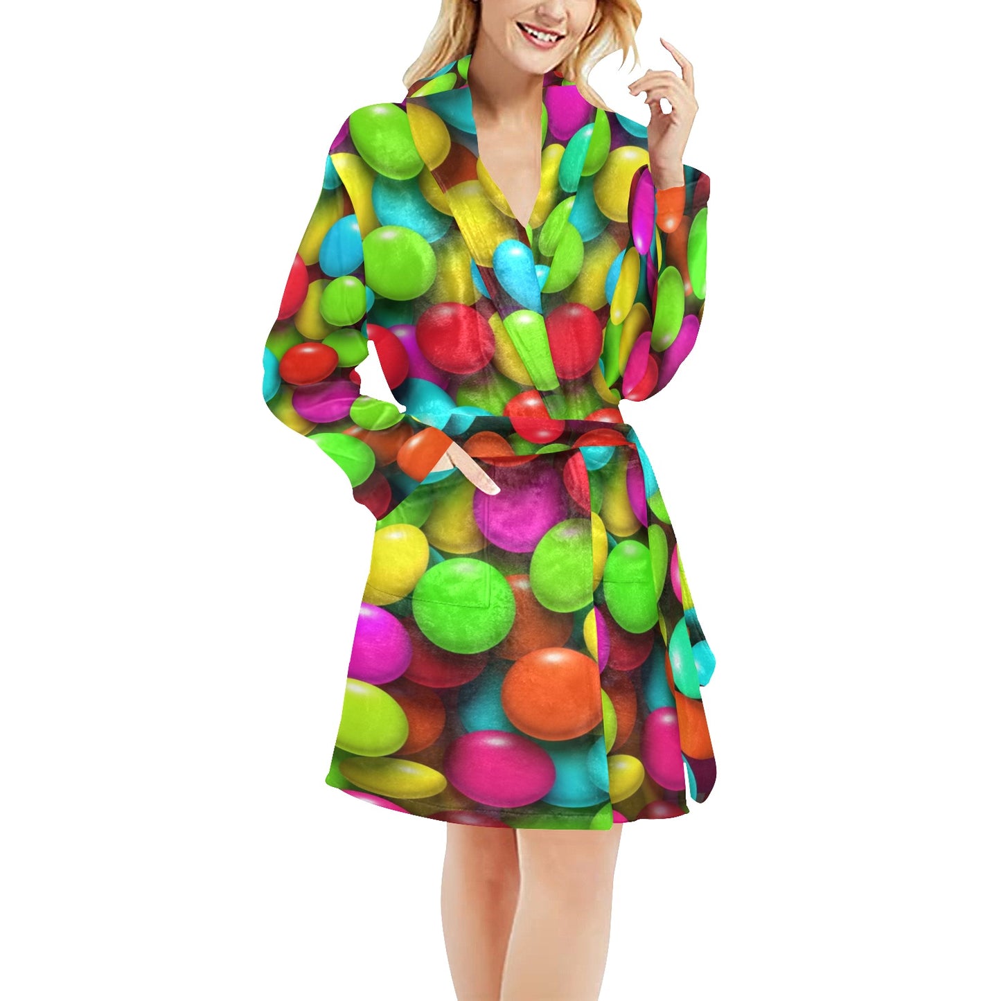 Candy Pattern Print Design CA03 Women's Fleece Robe