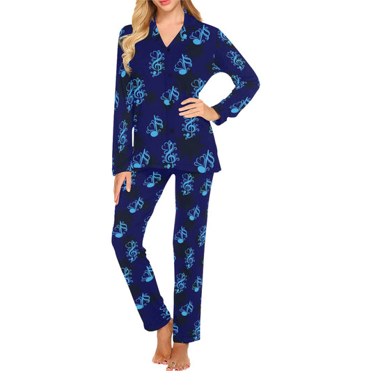 Music note Pattern Print Design A04 Women's Long Pajama Set