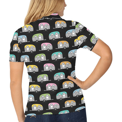 Camper Pattern Camping Themed No 2 Print Women's Polo Shirt