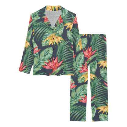 Bird Of Paradise Pattern Print Design BOP09 Women's Long Pajama Set