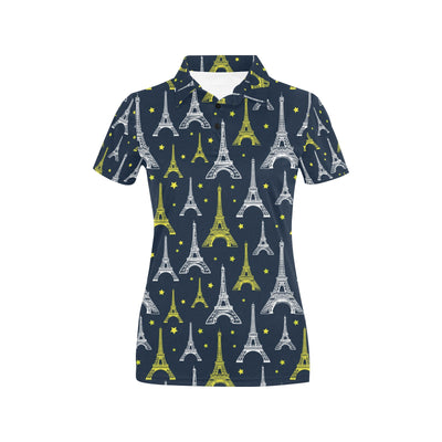 Eiffel Tower Star Print Women's Polo Shirt