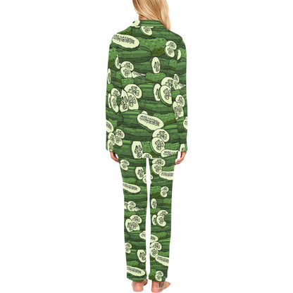 Cucumber Pattern Print Design CC01 Women's Long Pajama Set