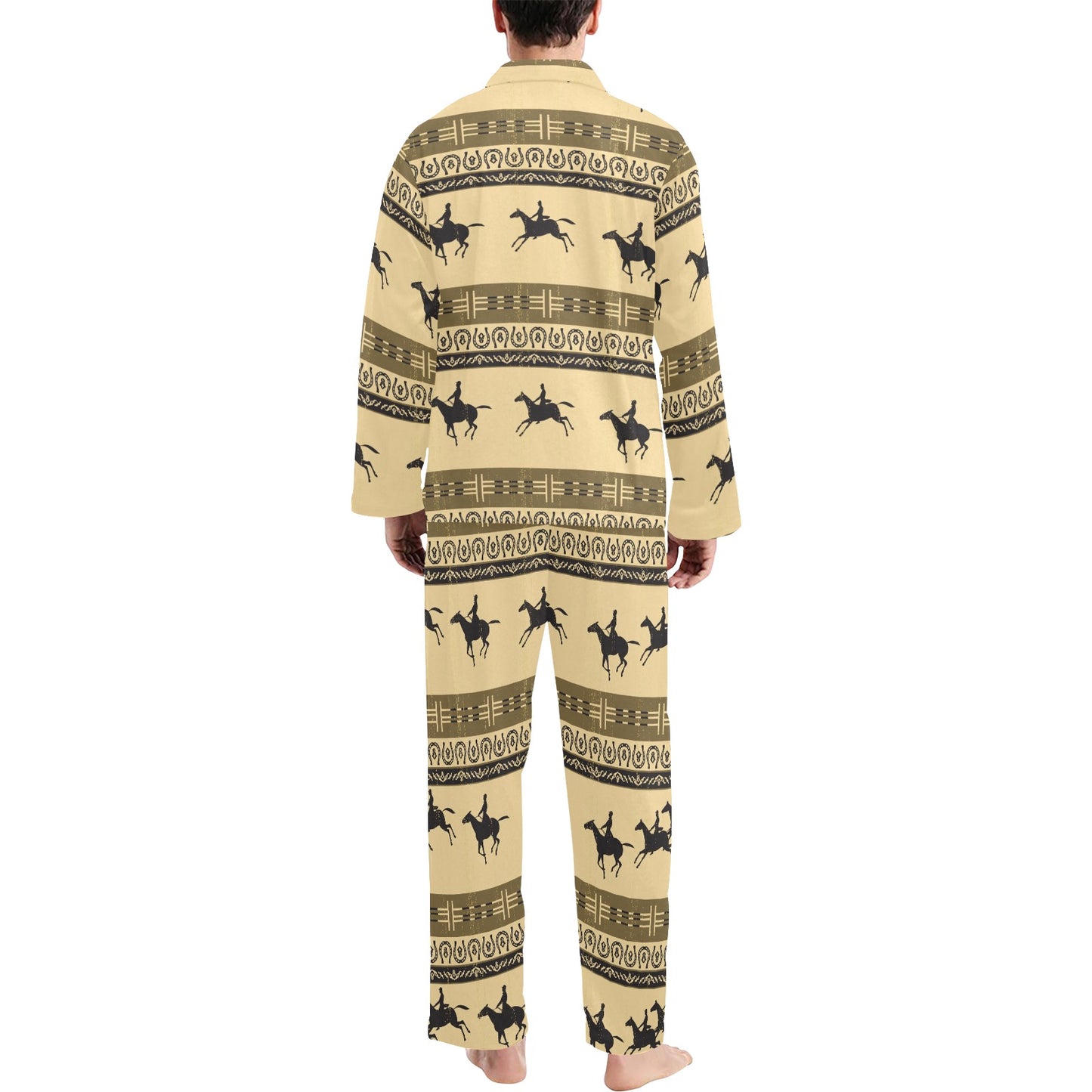 Horse Pattern Prnt Men's Long Pajama Set