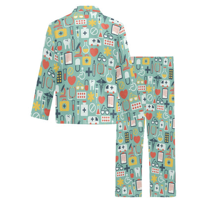 Medical Pattern Print Design 02 Men's Long Pajama Set