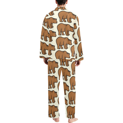 Bear Pattern Print Design BE05 Men's Long Pajama Set