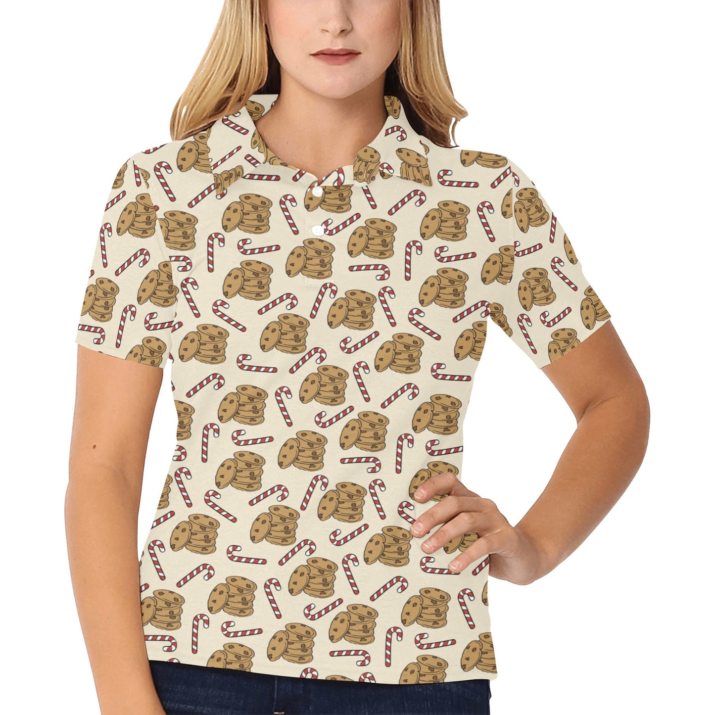 Cookie Pattern Print Design 04 Women's Polo Shirt