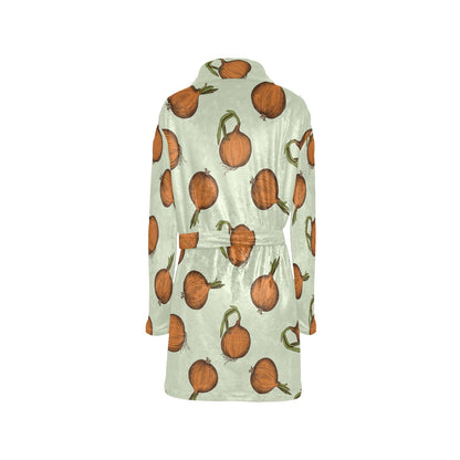 Onion Pattern Print Design A05 Women's Fleece Robe