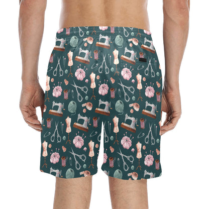 Sewing Equipment Print Design LKS307 Men's Swim Trunks Beach Shorts