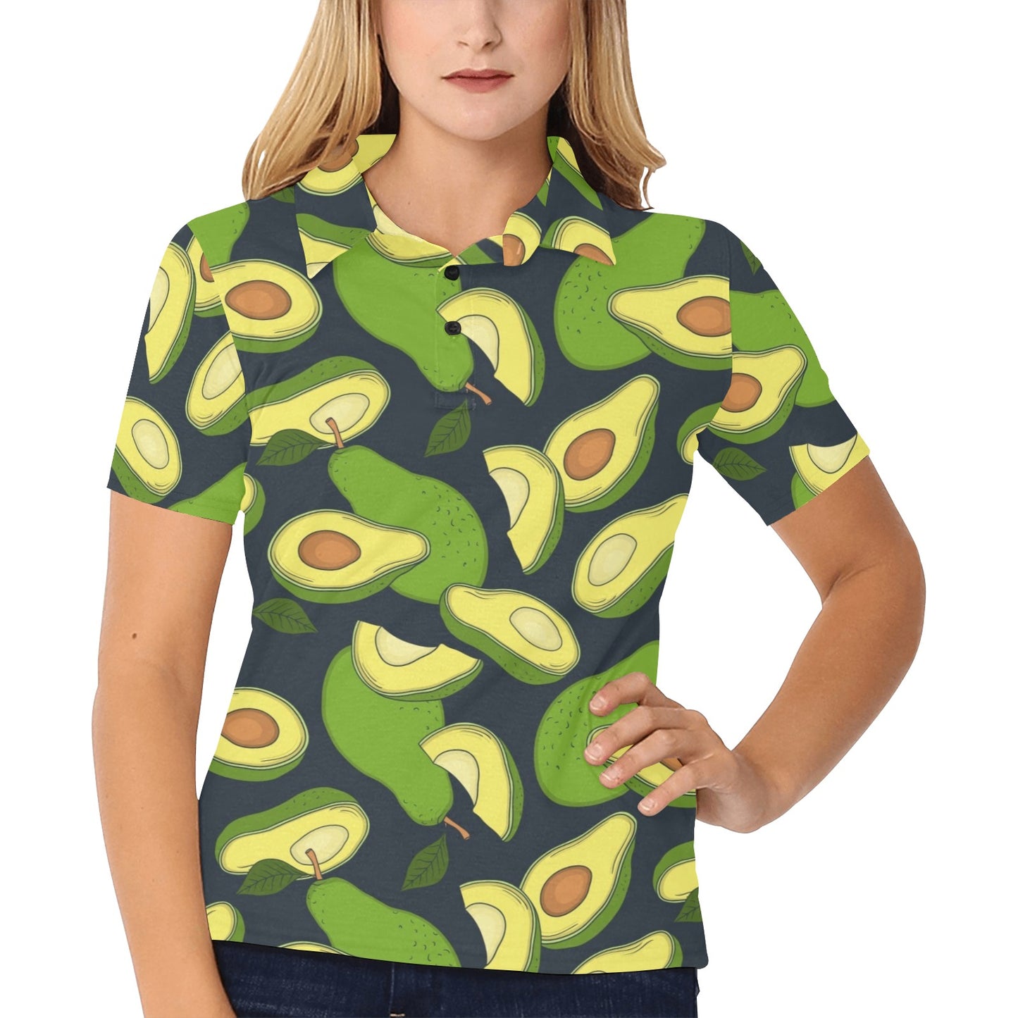 Avocado Pattern Print Design AC013 Women's Polo Shirt