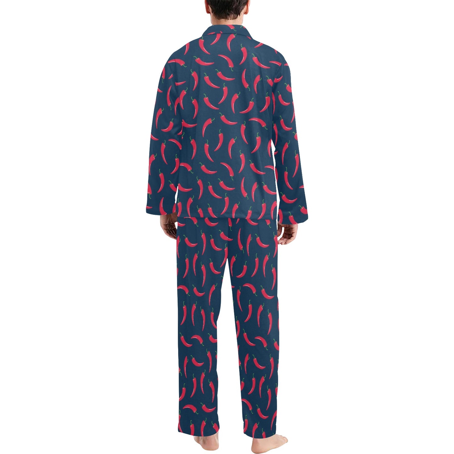 Chilli Pepper Pattern Print Design 03 Men's Long Pajama Set
