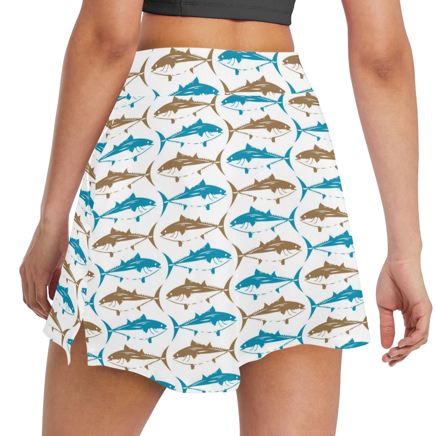 Tuna Fish Print Design LKS301 17" Golf & Pickleball Skort with Pockets