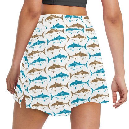 Tuna Fish Print Design LKS301 17" Golf & Pickleball Skort with Pockets