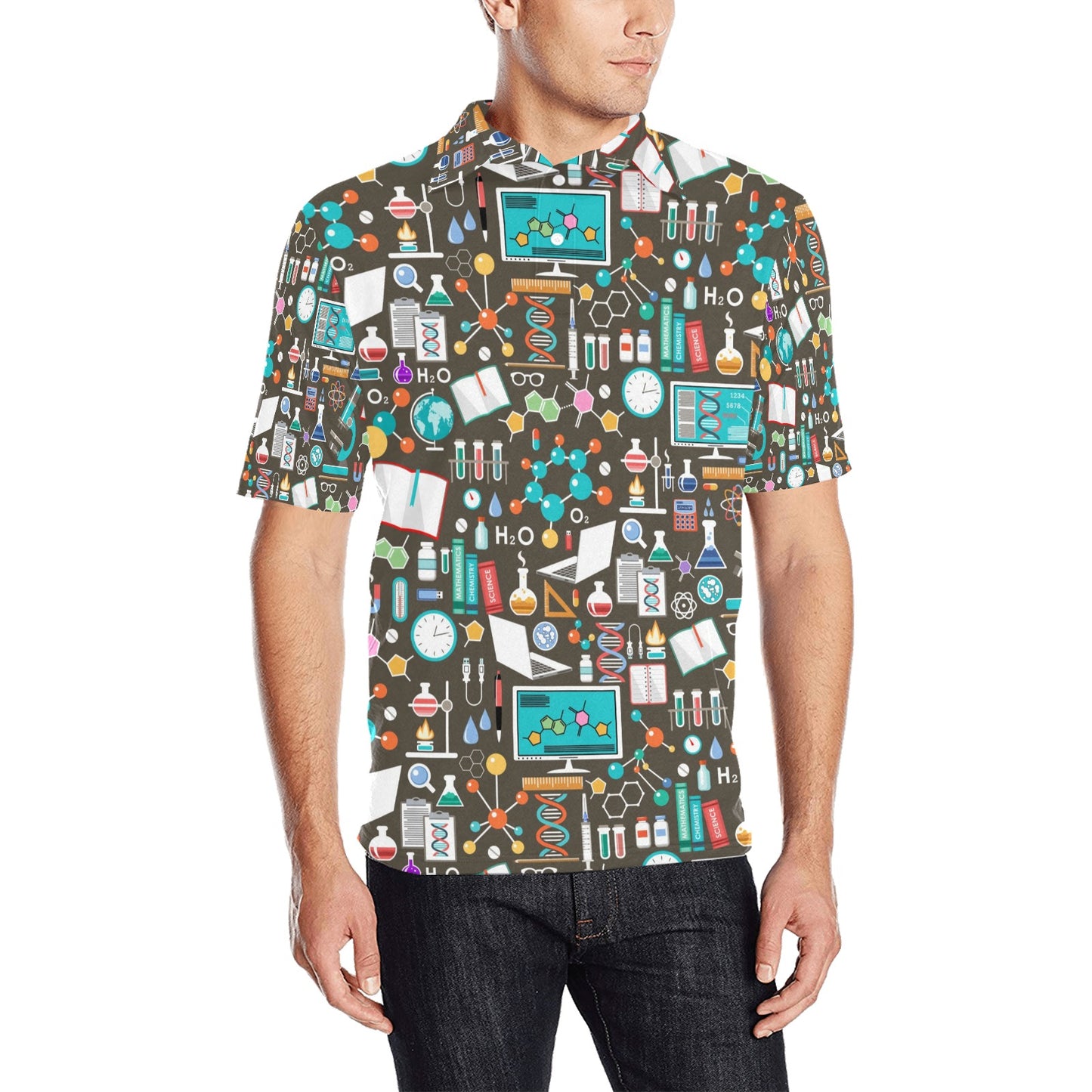 Science Print Design LKS303 Men Polo Shirt