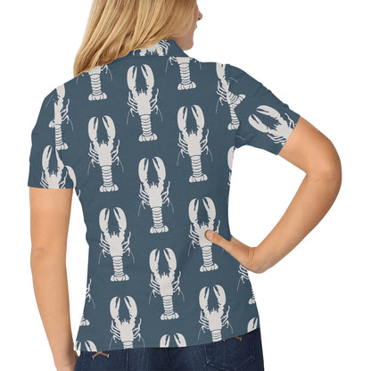 Lobster Pattern Print Design 02 Women's Polo Shirt