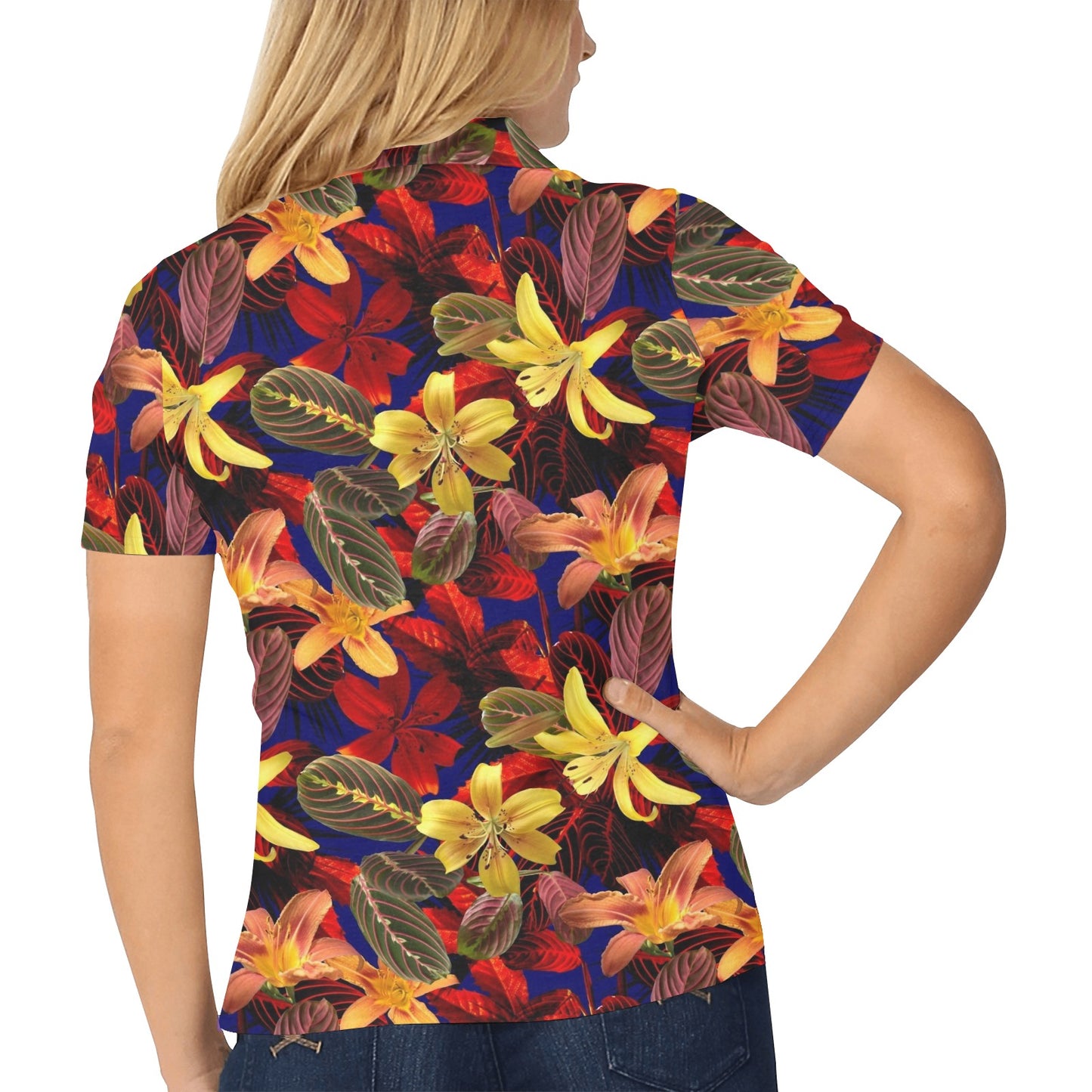 Lily Pattern Print Design LY014 Women's Polo Shirt