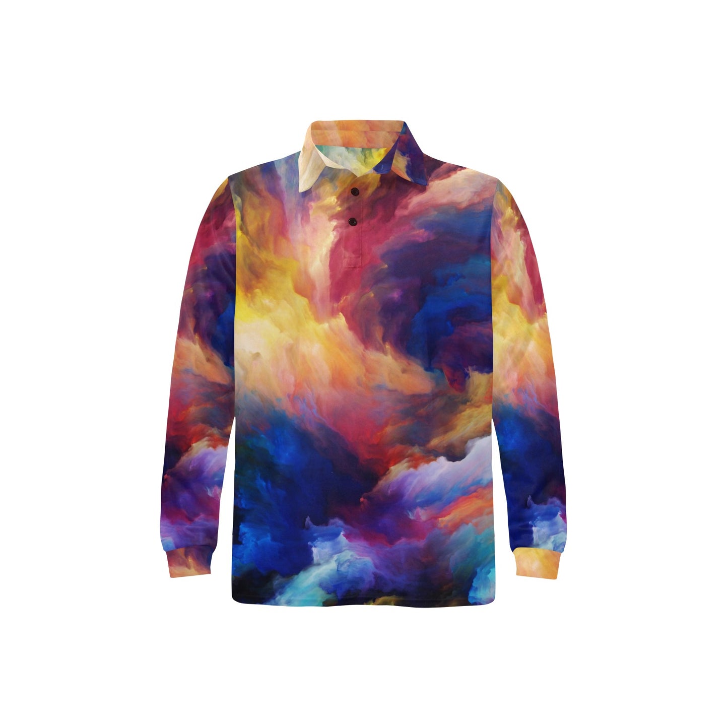 Vortex Twist Swirl Water Color Design Long Sleeve Polo Shirt For Men's