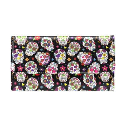 Sugar Skull Print Design LKS302 Women's Trifold Wallet