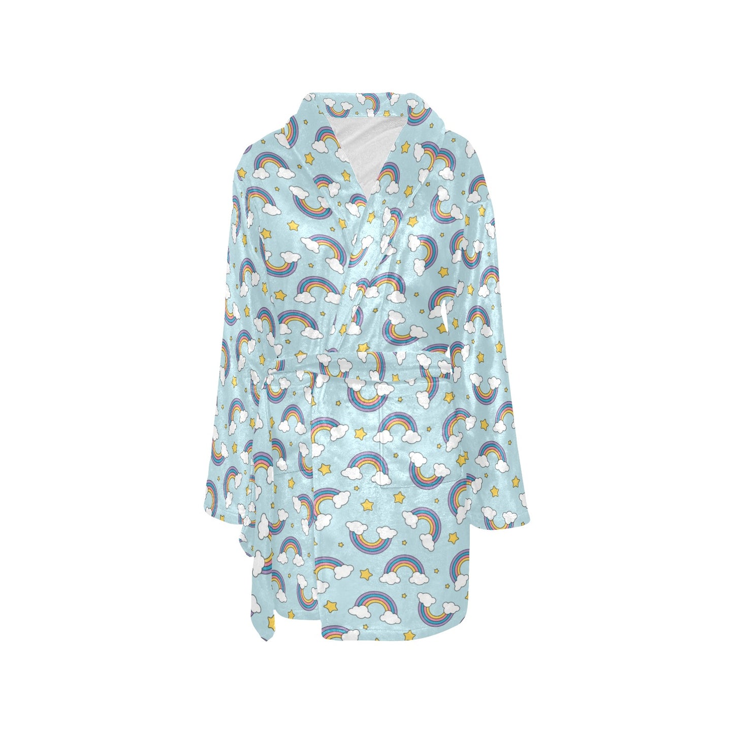 Rainbow Cloud Print Pattern Women's Fleece Robe