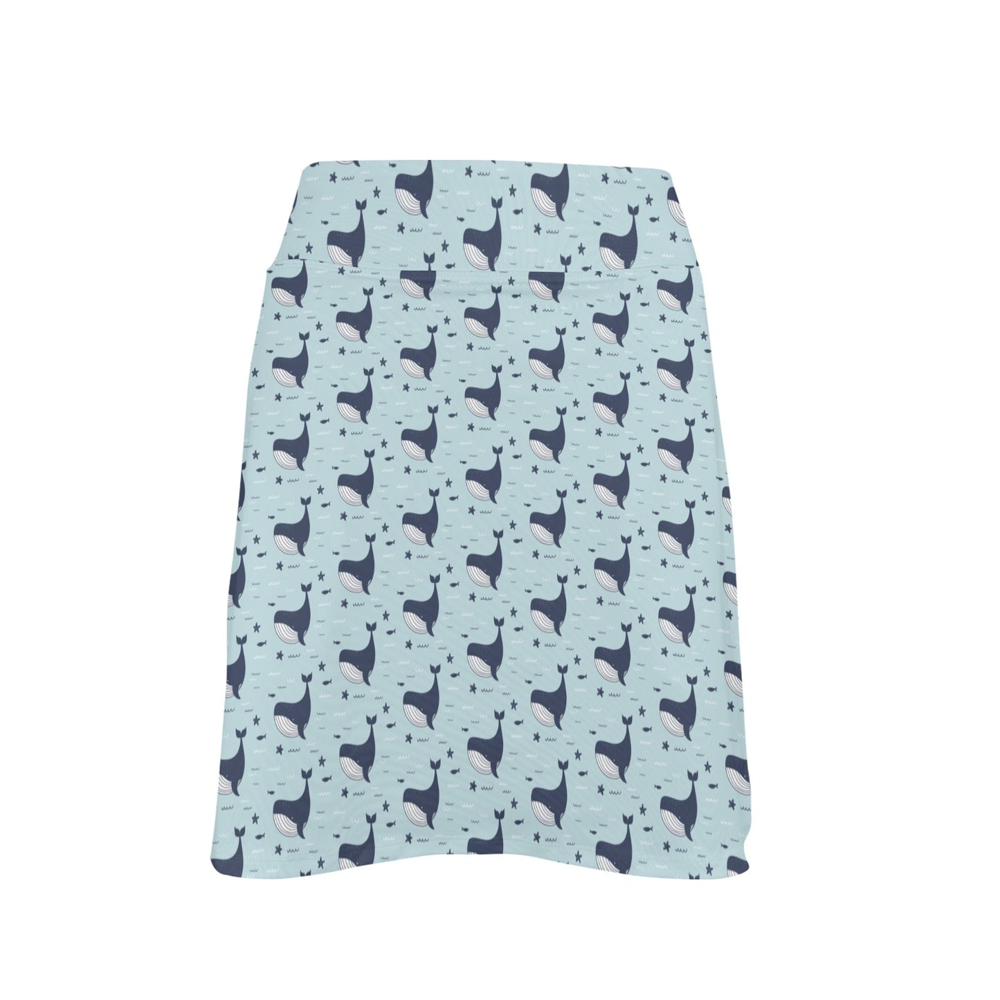 Whale Cute Design Themed Print 17" Golf & Pickleball Skort with Pockets