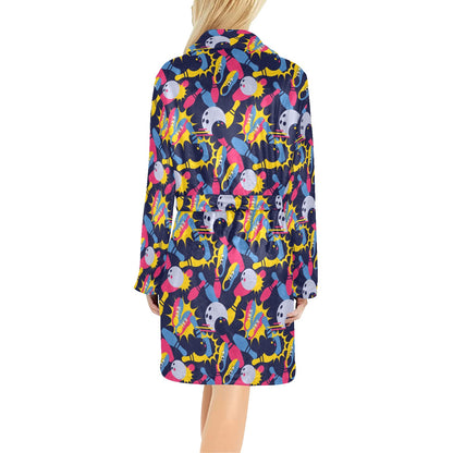 Bowling Pattern Print Design 02 Women's Fleece Robe