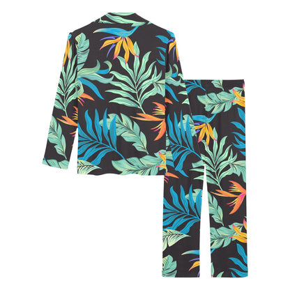 Tropical Palm Leaves Hawaiian Flower Women's Long Pajama Set
