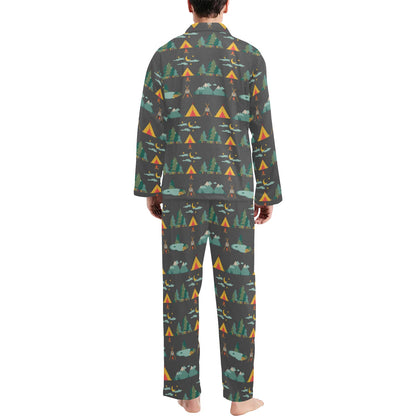 Camping Tent Pattern Print Design 03 Men's Long Pajama Set