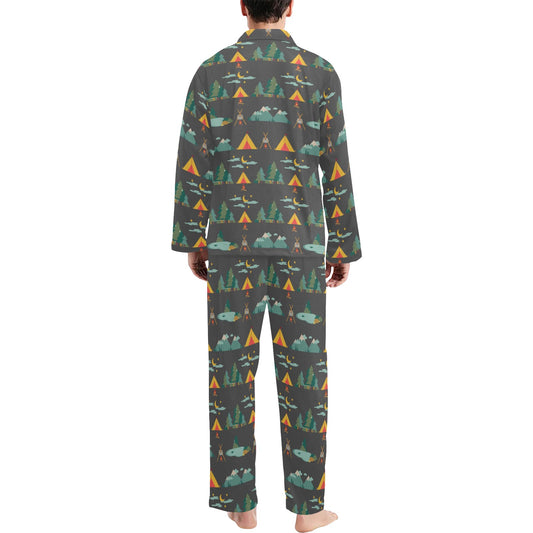 Camping Tent Pattern Print Design 03 Men's Long Pajama Set