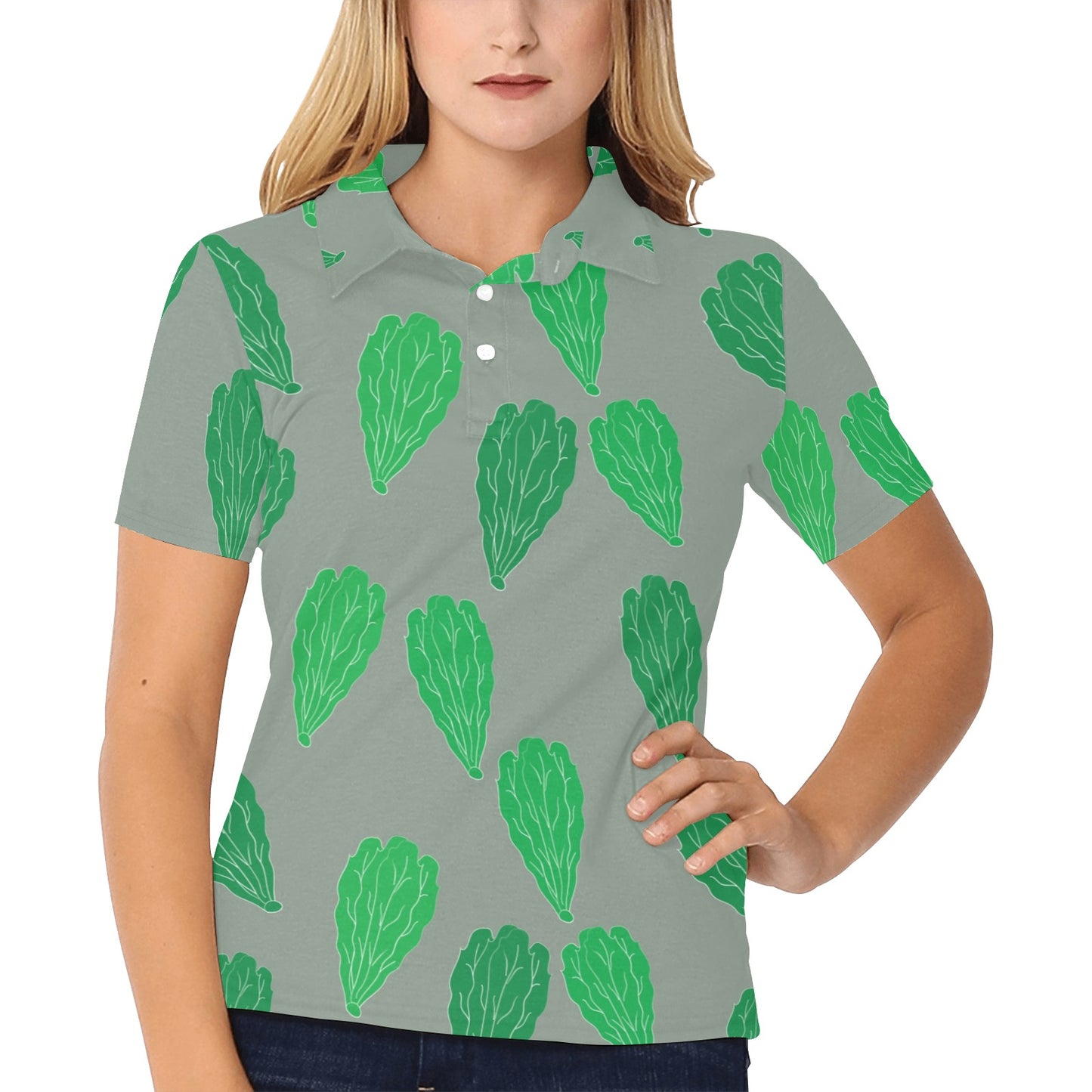 Lettuce Pattern Print Design 02 Women's Polo Shirt