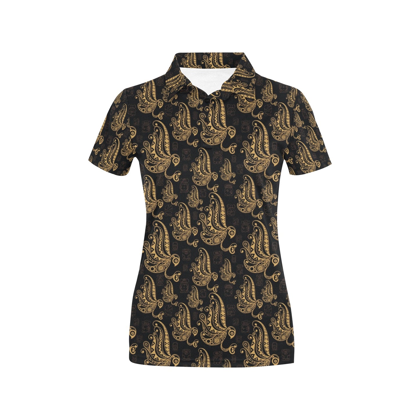 Owl Tribal Polynesian Design Print Women's Polo Shirt