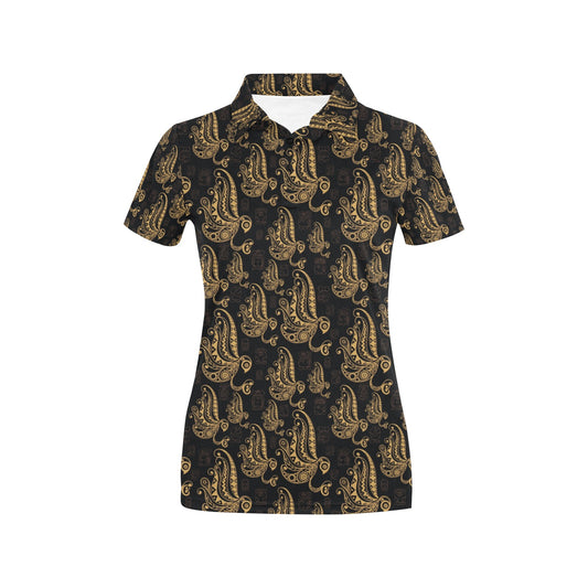 Owl Tribal Polynesian Design Print Women's Polo Shirt